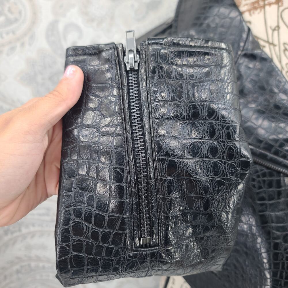 Mod Cloth vegan crocodile leather moto jacket Sz S Edgy Punk Mobwife Rock n Roll - Picture 5 of 13